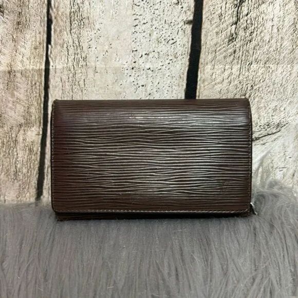 Louis Vuitton Epi Tressor Wallet Brown Leather Authentic Approx 6 x 4 Inches - Picture 13 of 15